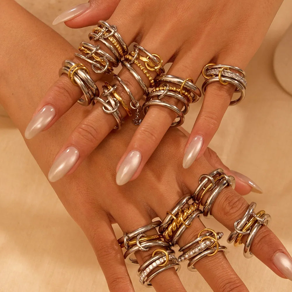 Elegant Minimalist Stackable Rings for Women Stainless Steel Perfect for Daily Commute, and Special Occasions, Everyday Rings
