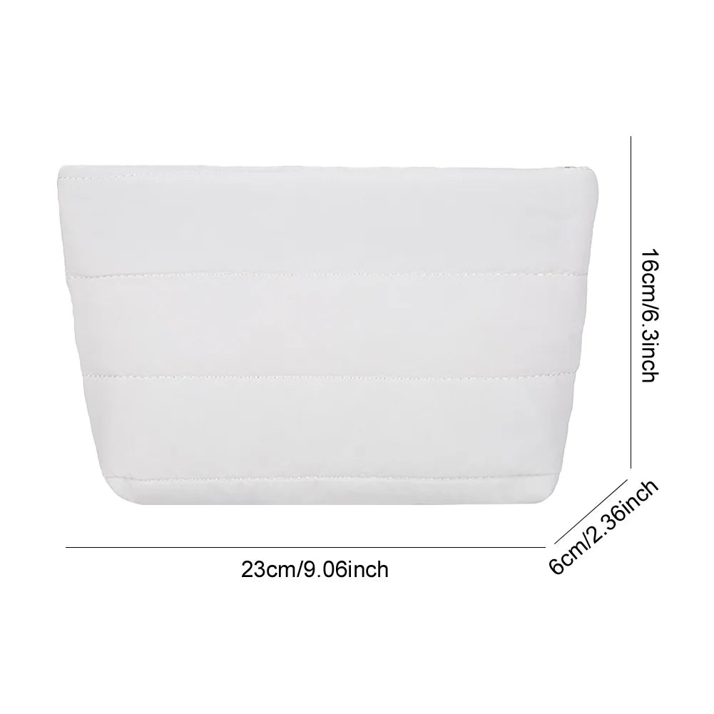 Fashion Cosmetic Bag for Women Cute Puffer Makeup Clutch Solid Toiletry Organizer Pouch Storage Pouches for Organization