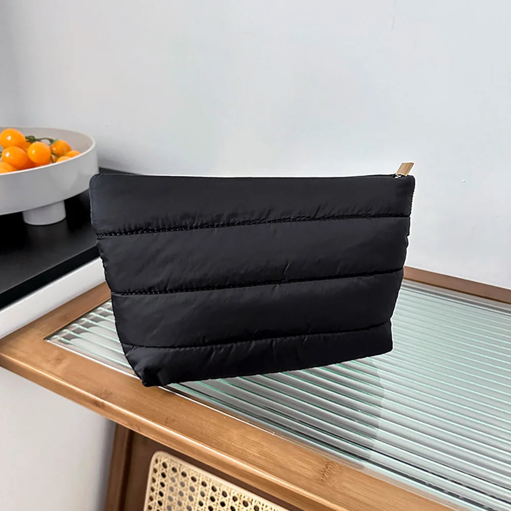 Fashion Cosmetic Bag for Women Cute Puffer Makeup Clutch Solid Toiletry Organizer Pouch Storage Pouches for Organization