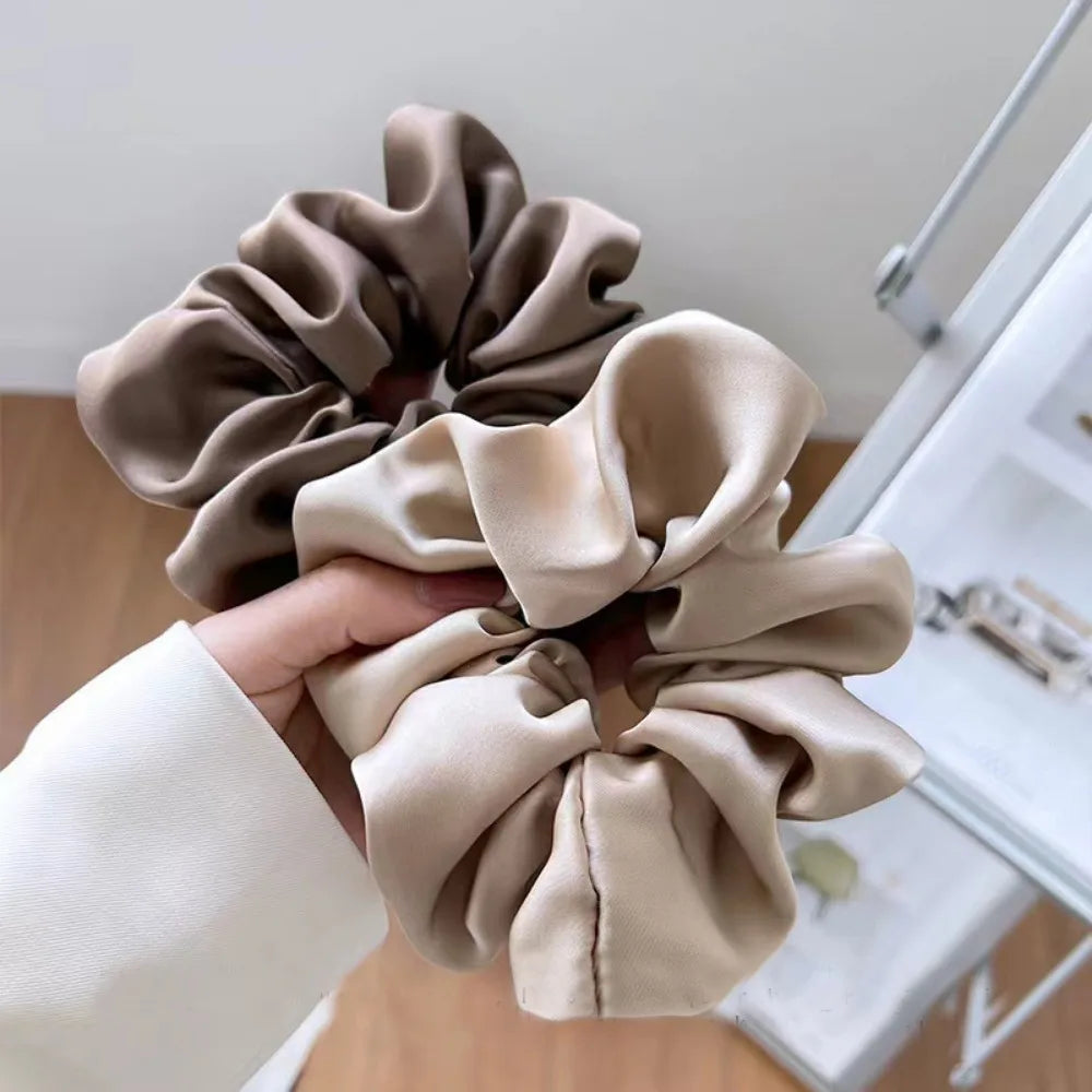 3pcs Luxury Satin Scrunchies Neutral Soft Silk Like Hair Ties Perfect for Elegant Daily Styles Minimalist Looks Chic Accessories