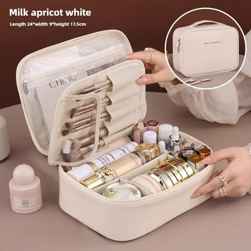New women's makeup bag, portable storage bag, large capacity luxury makeup bag, makeup travel bag, basic makeup bag
