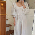 Women 100% Cotton Nightdress Embroidery French Beautiful Sleepwear Sweet Palace Retro Princess Vintage Nightgown Morning Robe