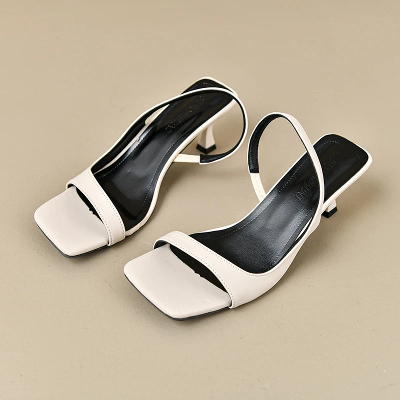 Women's Summer New Fashion Square Toe Simple Solid Color Sandals Outdoor Open Toe Casual Banquet Party Women's Sandals