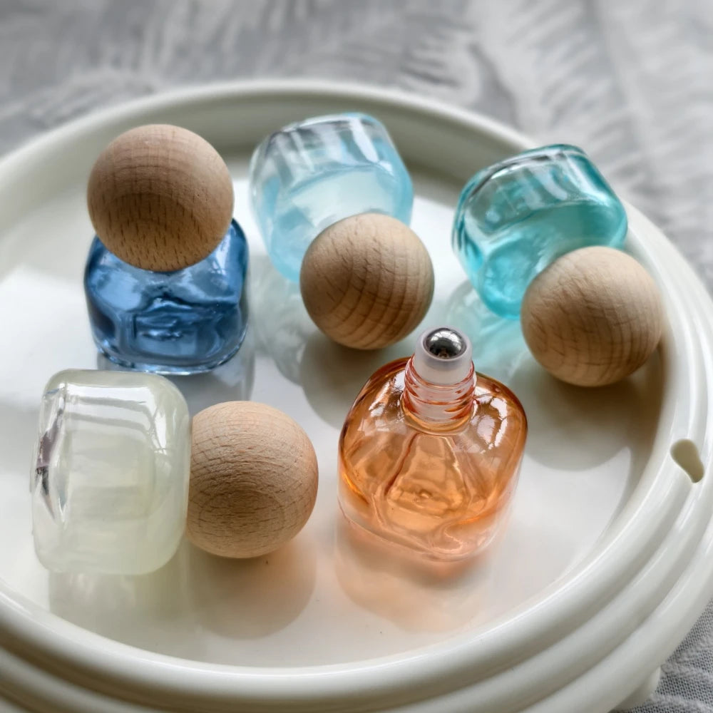 Essential Oil Glass Bottle Reusable Refillable Liquid Container Travel Size Roller Bottle Colorful Perfume Roller Ball Bottle