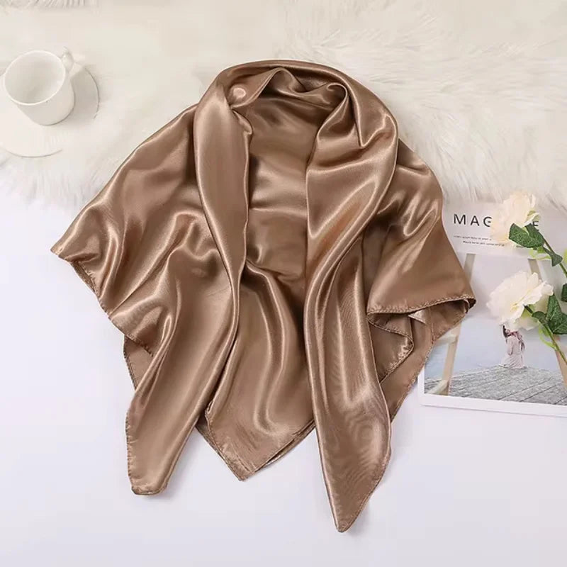 90x90cm Satin Scarf for Women, Elegant Square Silk-Like Head Scarf & Neck Wrap – Classic Luxury Accessory