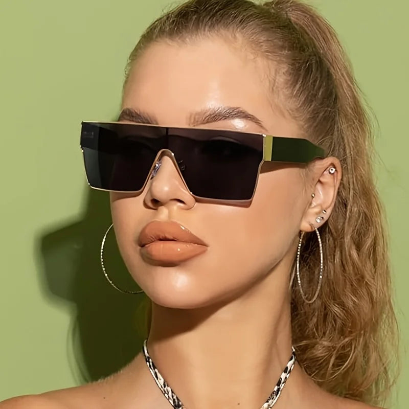 [Oversized Square Glasses] Men's & Women's Oversized Square Glasses - Large Metal Frame, -Tinted Lens,