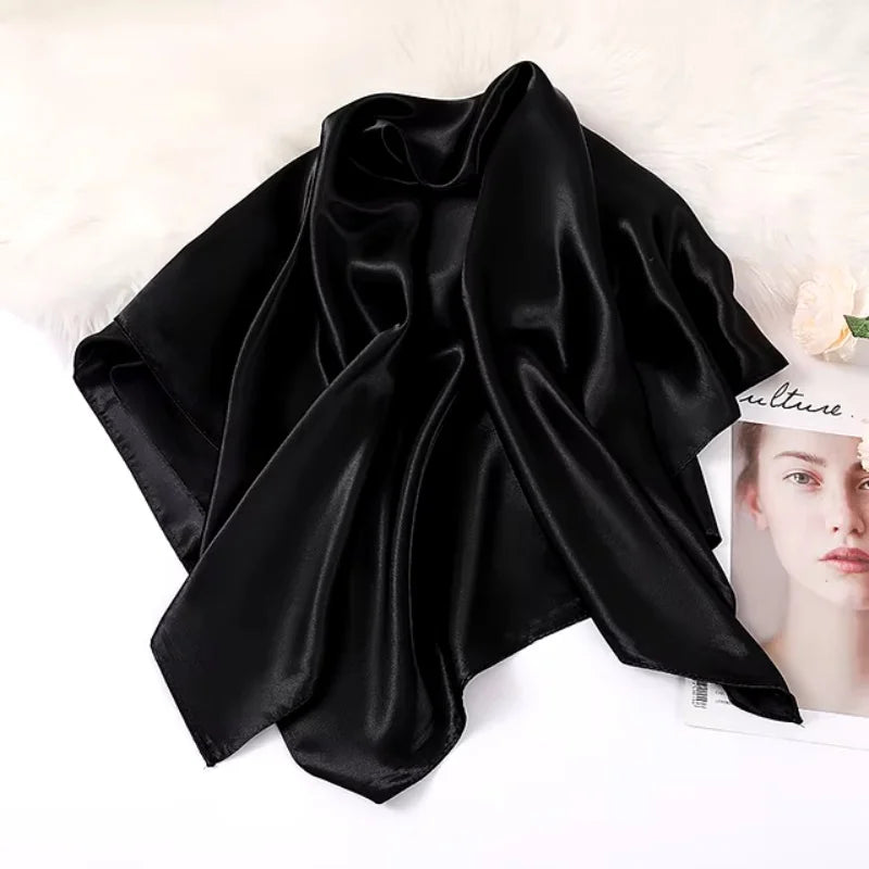 90x90cm Satin Scarf for Women, Elegant Square Silk-Like Head Scarf & Neck Wrap – Classic Luxury Accessory