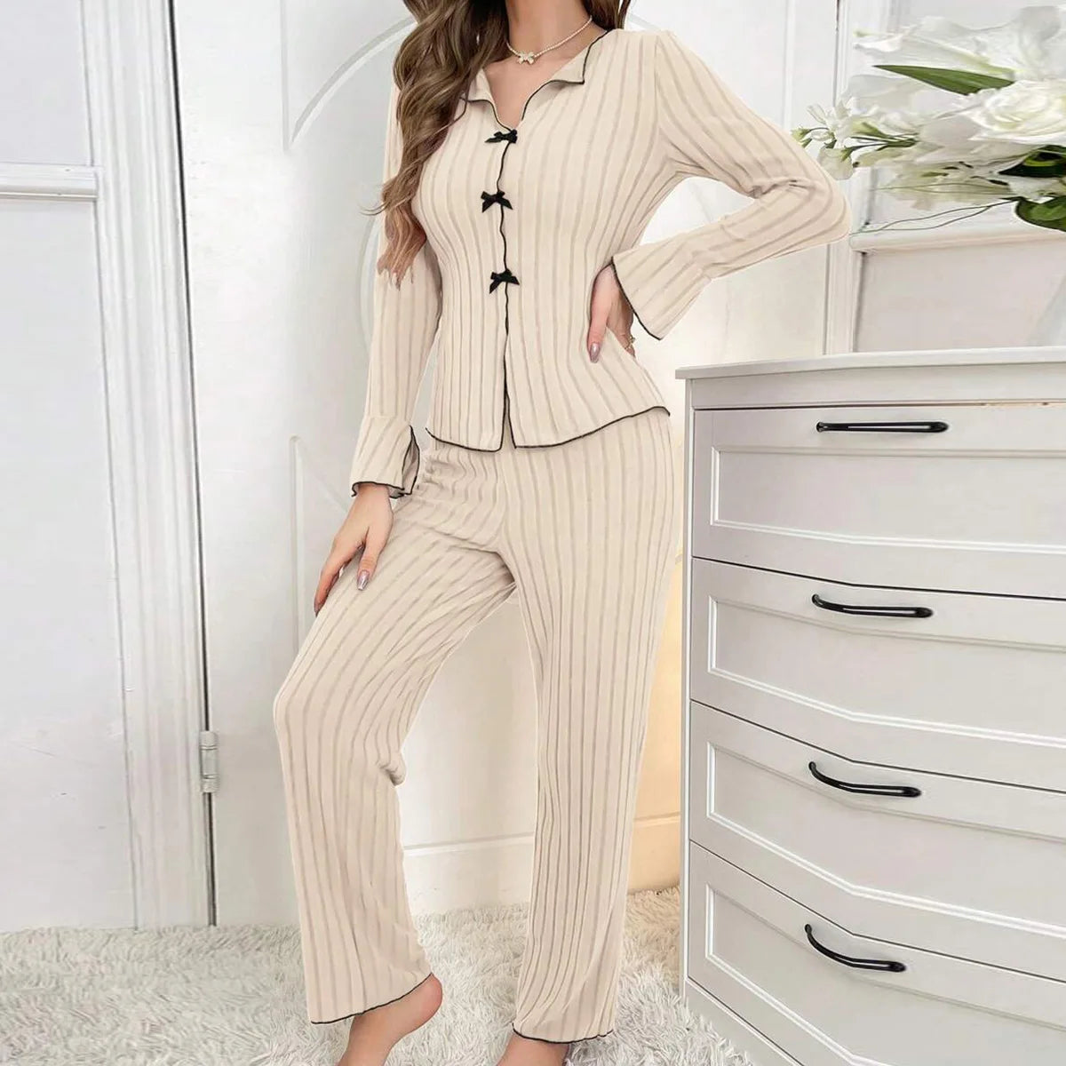 Pajama Set Pantsuit Women's Pajamas Summer Pajamas Long Sleeve Homewear & Casual Wear Women's Pajama Set Women's Loungewear
