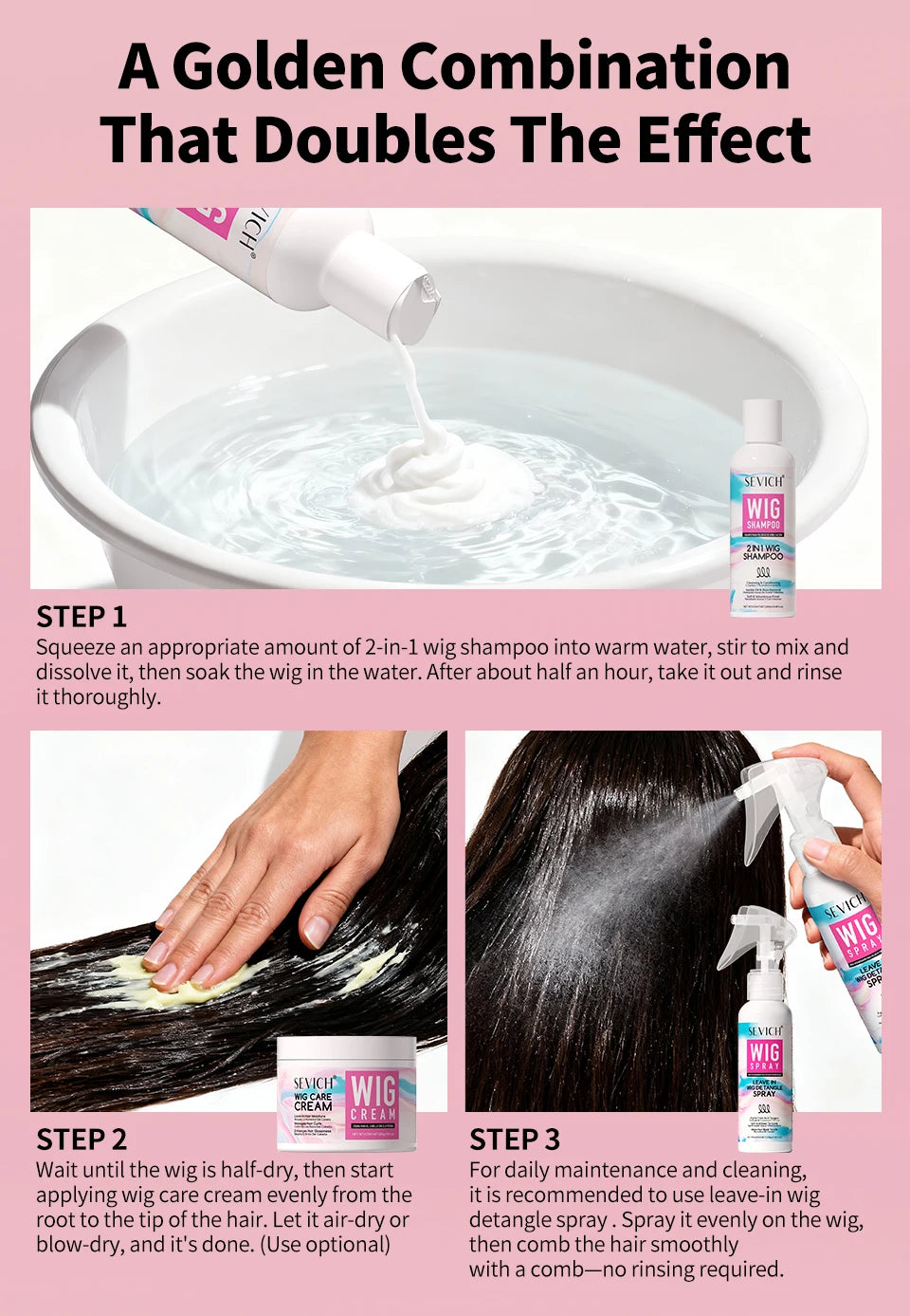 Leave-In Hair Conditioner Spray for Wig Collagen Keratin Hair Cream Smoothing Shiny Anti-Frizz Wig Detangler Spray Hair Care