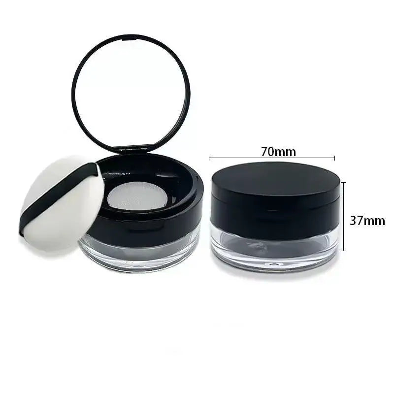 1 empty loose powder container with powder puff, plastic loose powder compact box, cosmetics, refillable powder puff box, loose