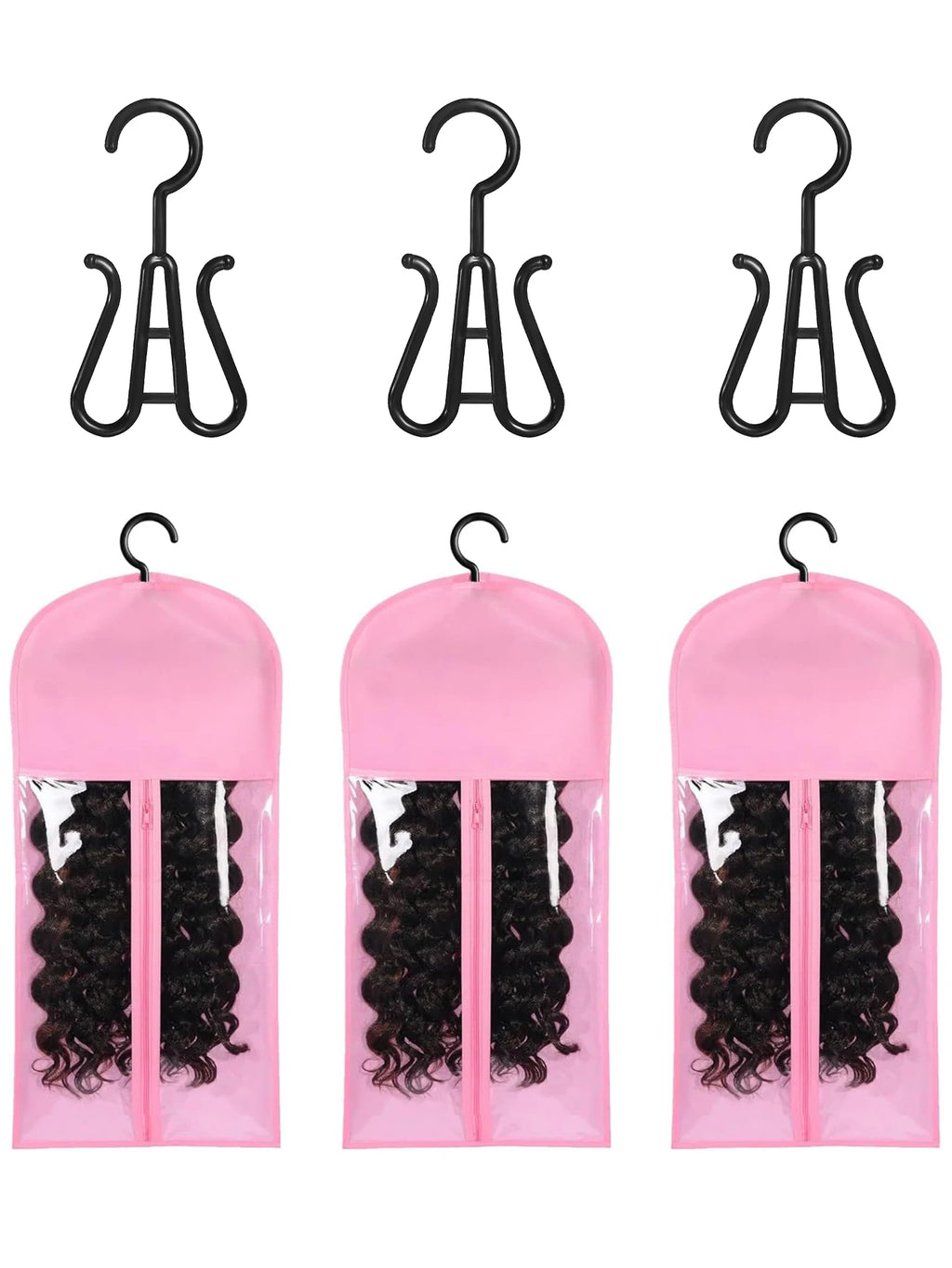 Wig Storage Bag For Long Hair Extension Storage Bag With Hanger For Wigs Hair Extensions Hairpiece Wig Bag With Black Wig Hanger