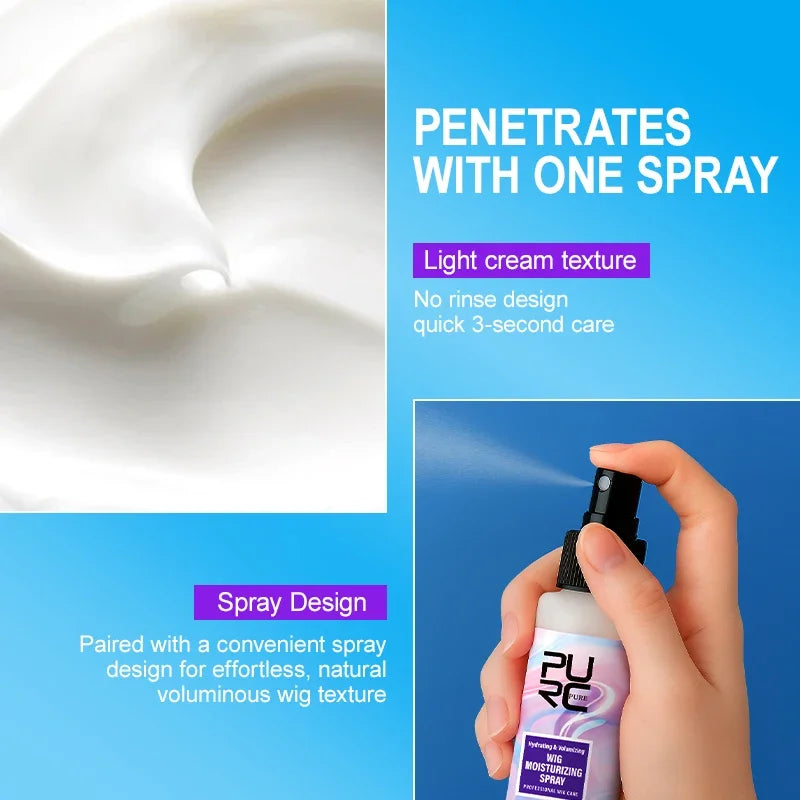 PURC Wig Leave-In Hair Conditioner Spray Moisturizing Keratin Smoothing Repair Frizz Damaged Hair Care 100ml/3.38 fl.oz