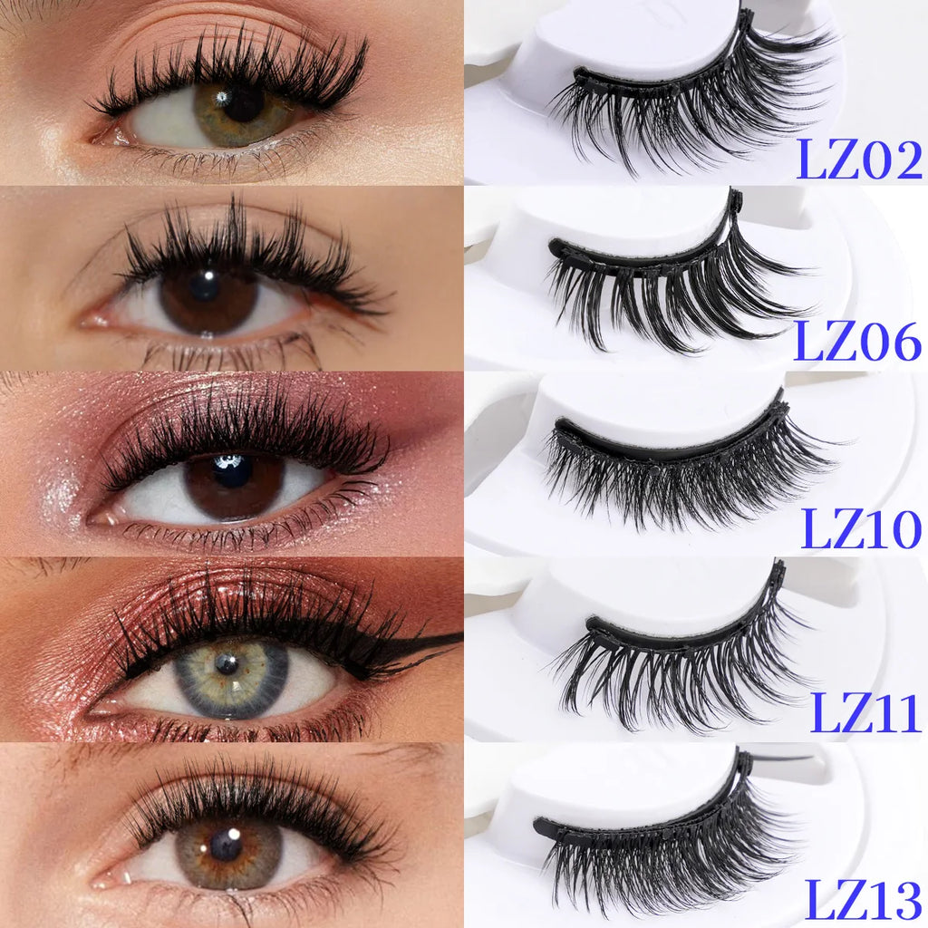 1 Pair Magnetic Lashes For Eye With Winged Ends Soft Reusable Magnetic Eyelashes Natural Look 3D False Lashes Makeup With Tool