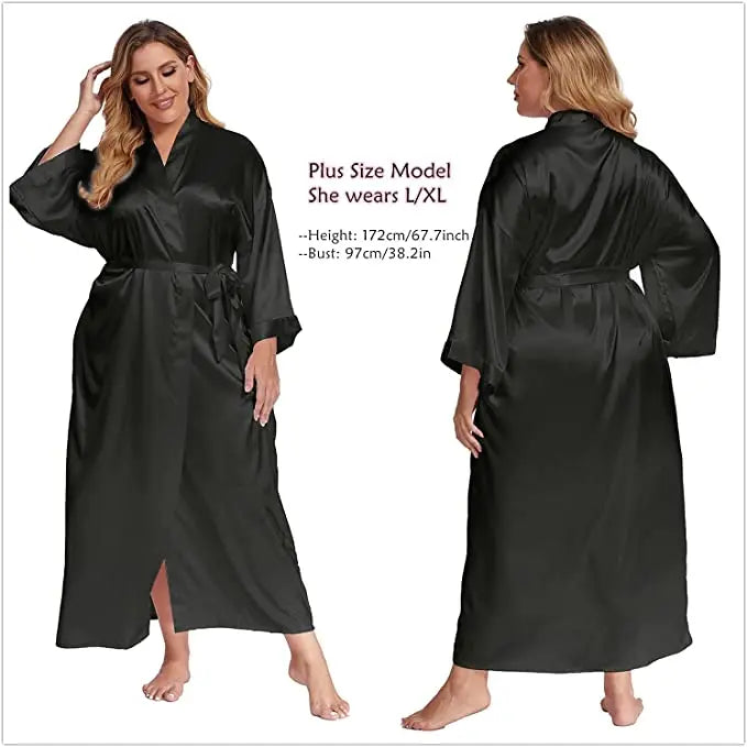 Bathrobe Women Extra Long Sleepwear Robes Silky Robe Charming Night Robe Lengthened Casual Sleepwear Robes Homewear Kimono Robe