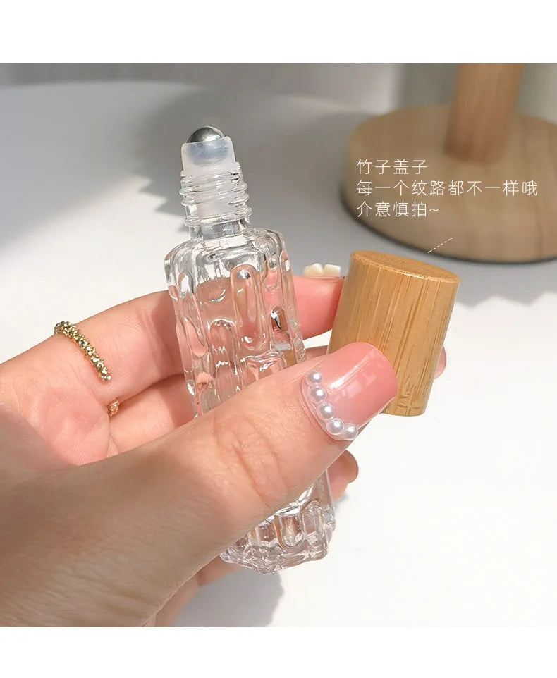 10ml Portable Thick Glass Roller Essential Oil Perfume Bottles Travel Refillable Rollerball Vial Travel Roll On Bottles Vials