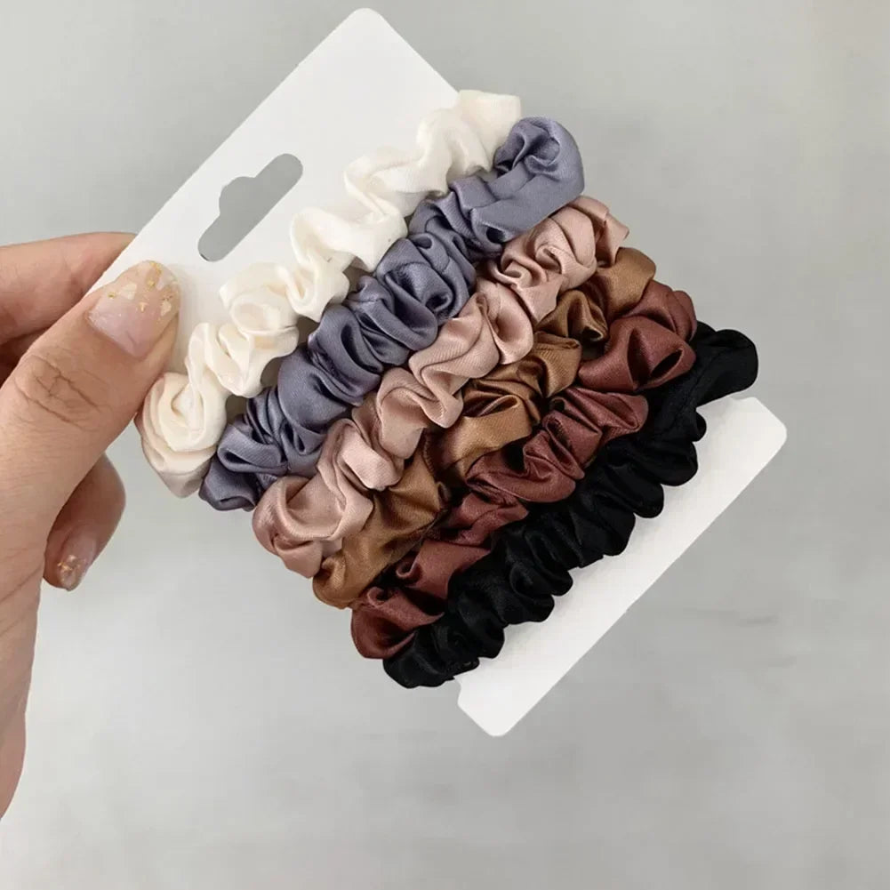 6pcs Satin Hair Scrunchies for Women Softer Than Silk Scrunchies Solid Color Hair Rope Satin Hair Ties Hair Accessories