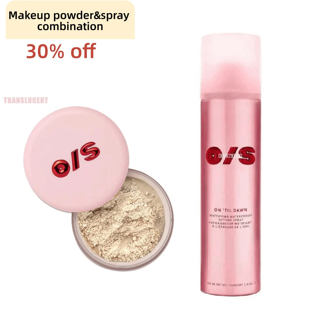 6 Color Setting Powder Matte Lasting Oil Control Hidden Honey Powder Pore Setting Powder&143ml Waterproof Setting Powder Spray