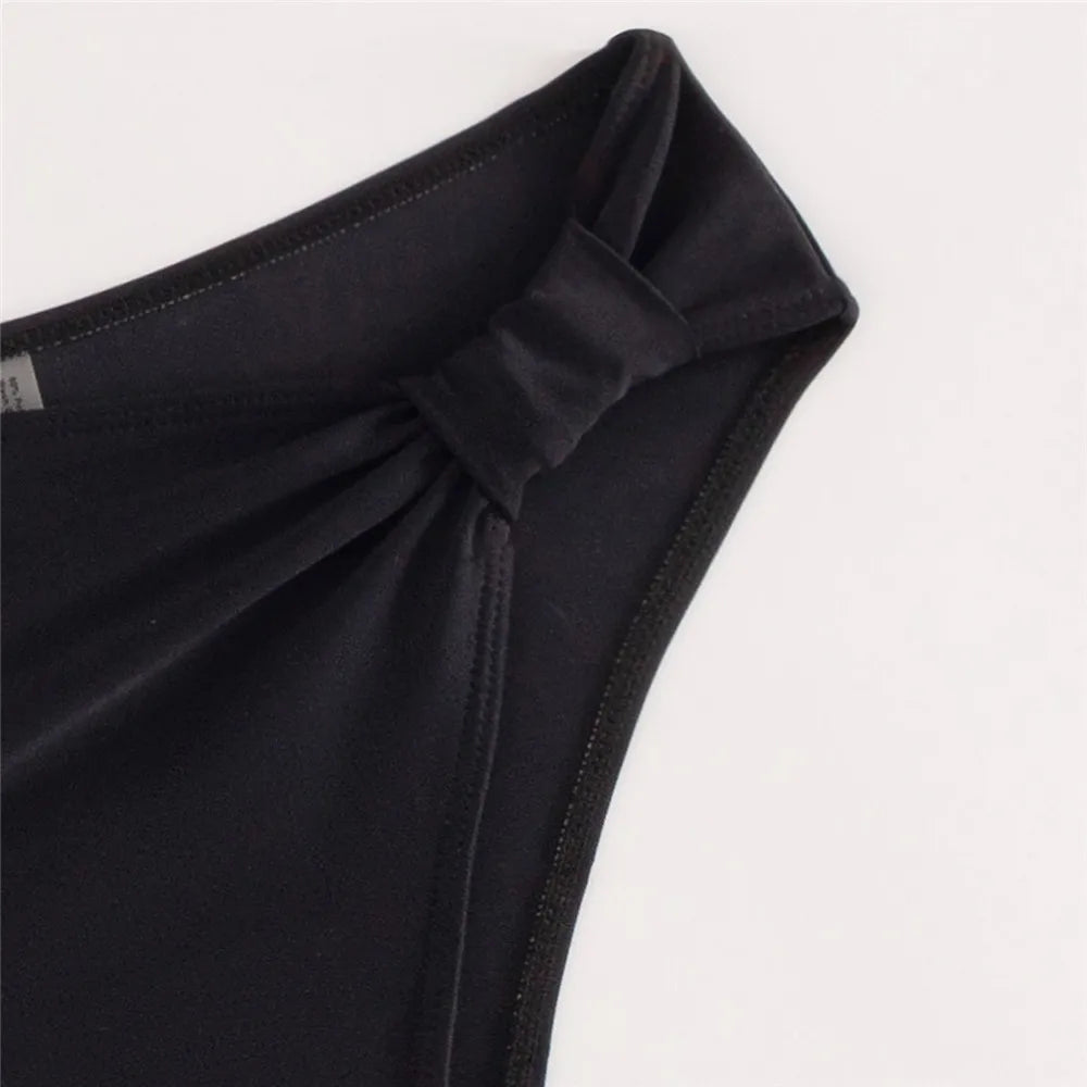 Black High Waisted Bikini Set One Shoulder Bandeau Swimwear Sexy Swimsuit Woman 2026 Bathing Suit Brazilian Bikinis Mujer Bather