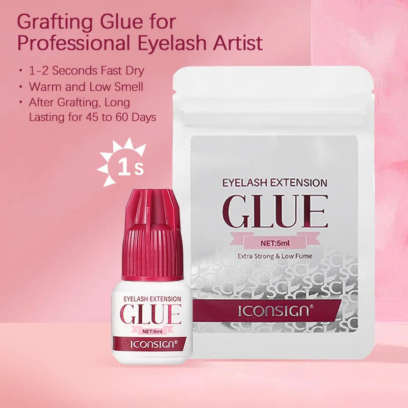 Lash Glue Low Smell 1-2 Seconds Quick Dry Glue For Eyelash Extension Long Lasting 40 to 60 Days Grafting Lashes Glue 5ml 10ml