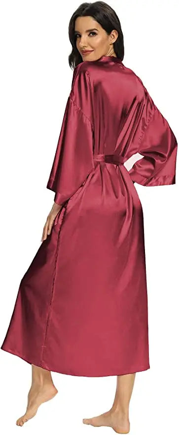 Bathrobe Women Extra Long Sleepwear Robes Silky Robe Charming Night Robe Lengthened Casual Sleepwear Robes Homewear Kimono Robe