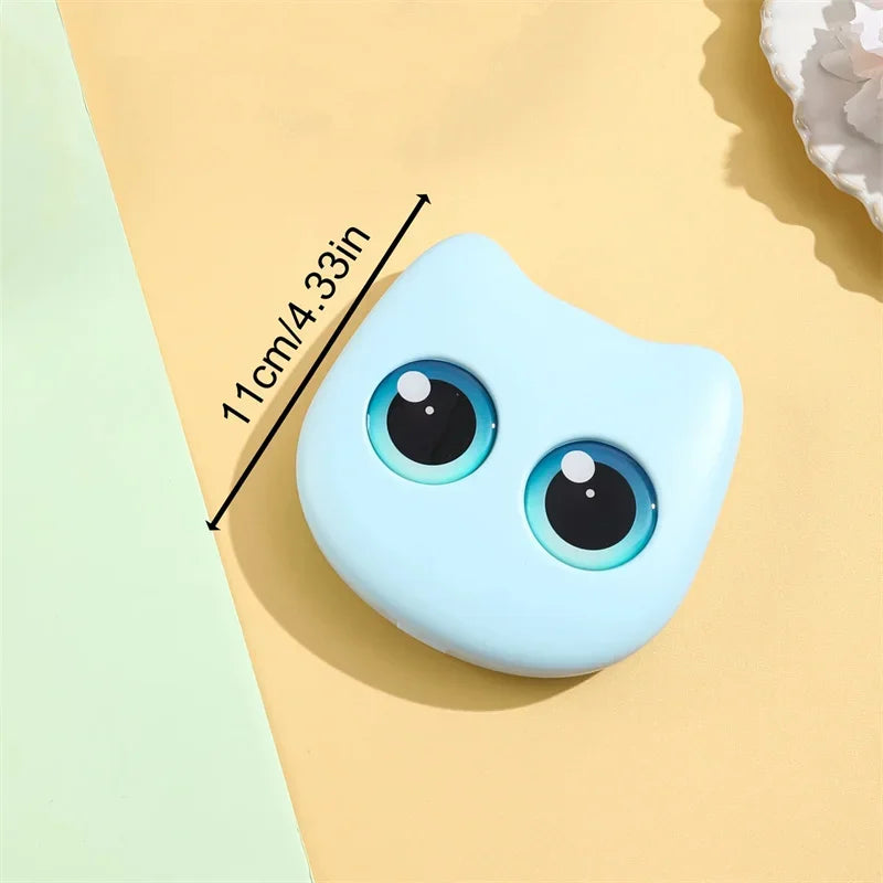 6Pcs Mini Travel Makeup Brushes Set with Mirror Cat Storage Box Travel Makeup Brushes Set Cosmetic Powder Blush Blending Brushes