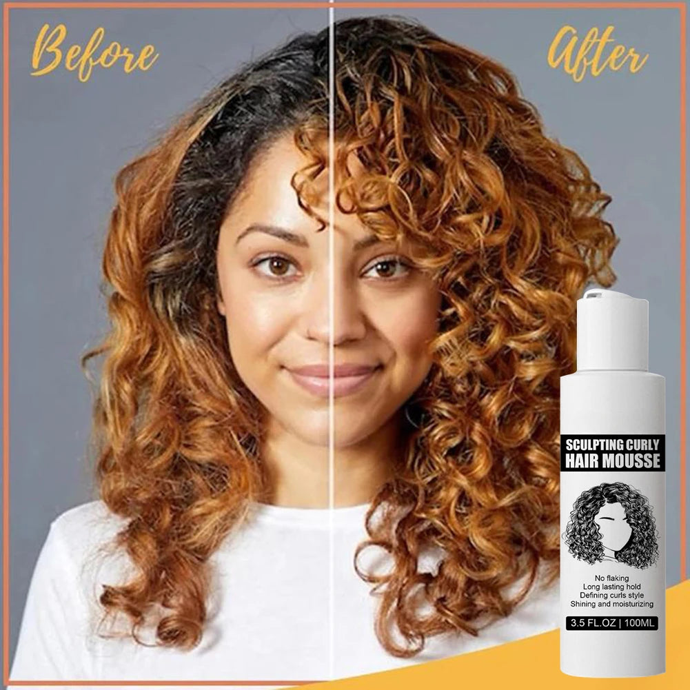 100ml Curly Hair Mousse Anti-Frizz Hair Boost Defining Cream Long Lasting Hold Hair Repair Moisturize Mousse for Women for Rizos