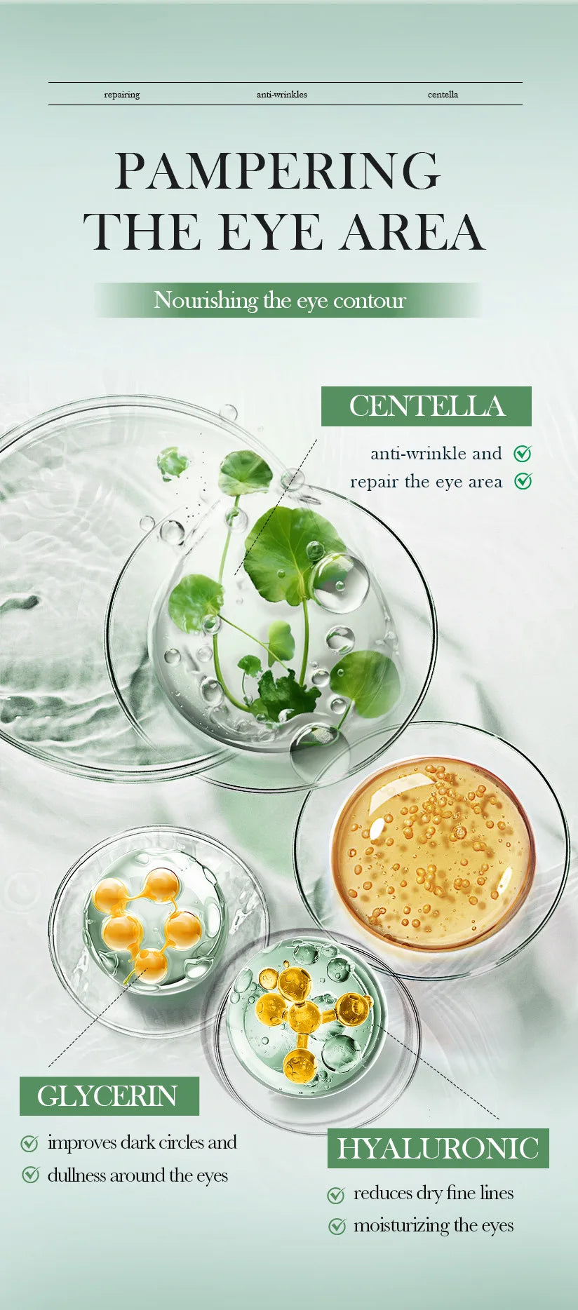 Centella Asiatica Eye Cream Anti Dark Circles Under the Eyes Remove Eye Bags Moisturizing Eyes Skin Care Products