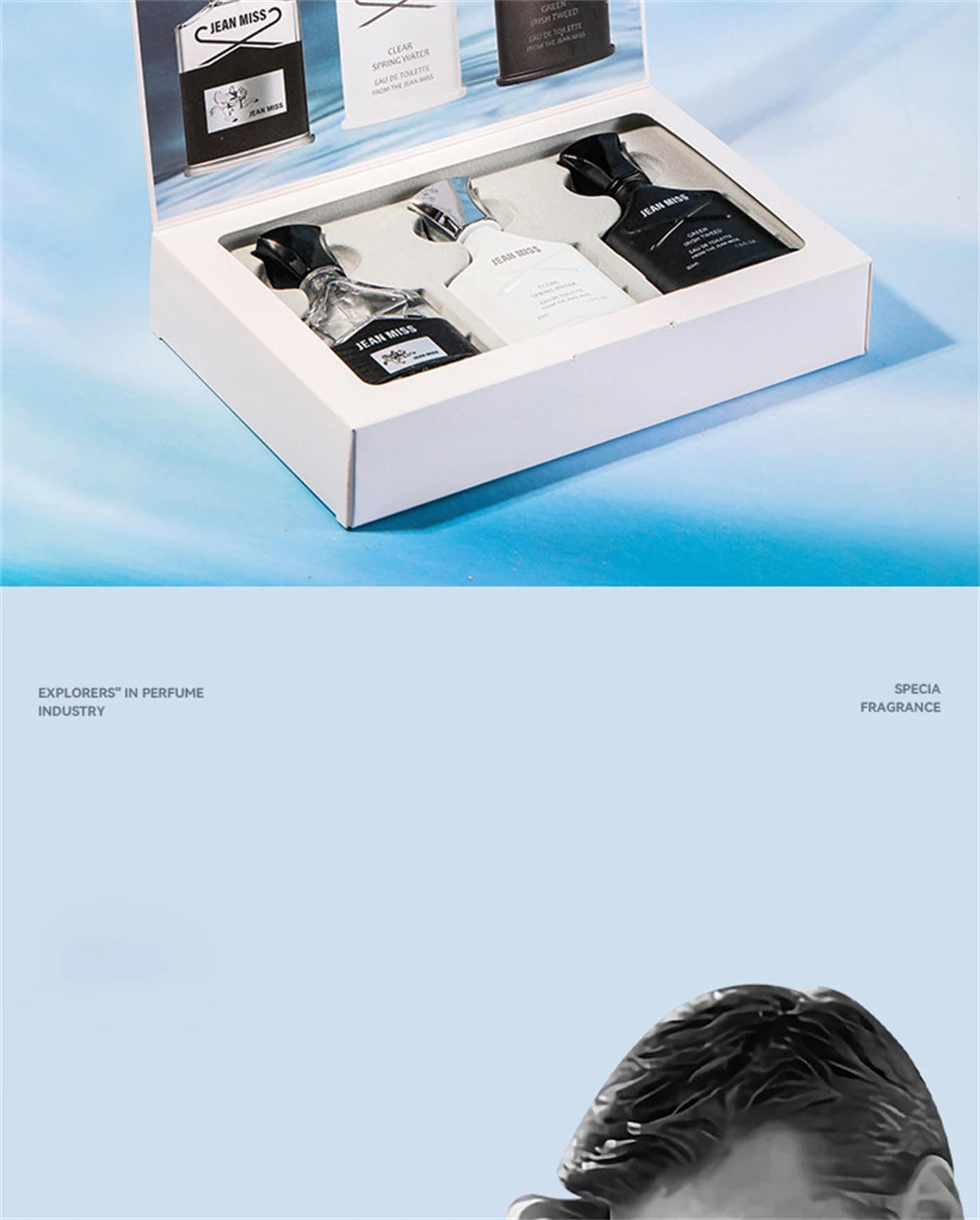 Perfume For Men Gift Box 3pcs Set Lasting Cologne Scent Fresh Natural JEAN MISS Brand Parfum Charming Man Perfumes Hombres