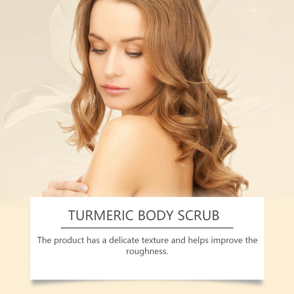 Turmeric Body Scrub Soften Cutin Smooth Skin Moisturizing Brightening Sea Salt Exfoliating Pore Cleaning Lighten Dark Spots Acne