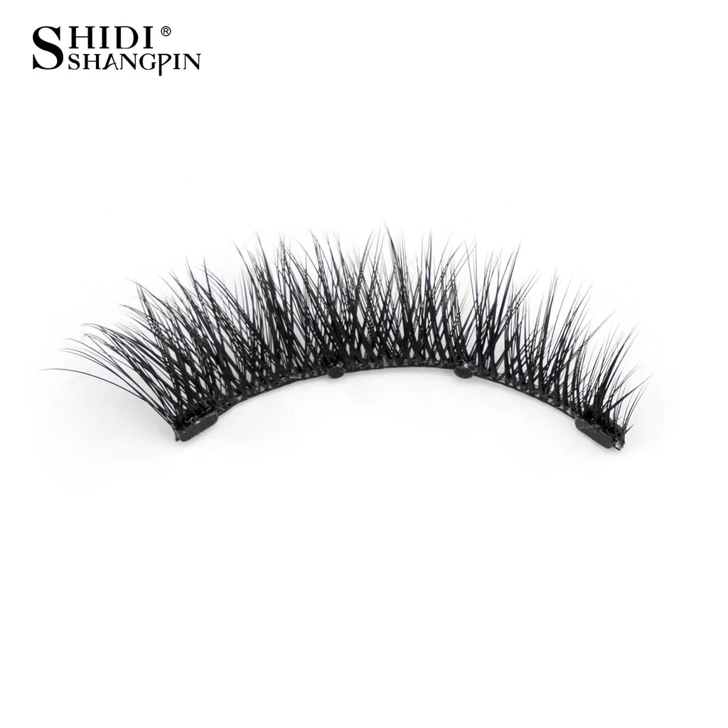 1 Pair Magnetic Lashes For Eye With Winged Ends Soft Reusable Magnetic Eyelashes Natural Look 3D False Lashes Makeup With Tool