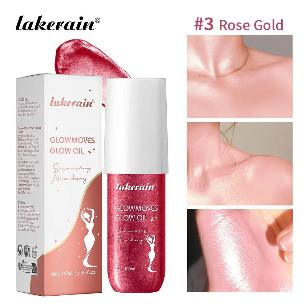 Glowmotions Glow Body Oil 100ml Hydrating Softening Brazilian Shimmer Bronze Non-Greasy Non-Sticky Formula for Beachside Party