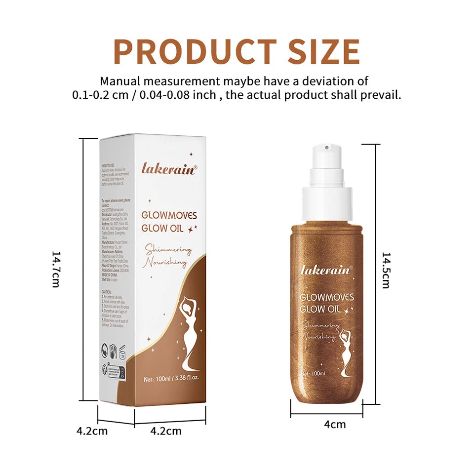 Body Care Glow Oil Glowmotions Glow Body Oil 100ml Hydrating Softening Brazilian Shimmer Bronze Non-Greasy Non-Sticky for Body C