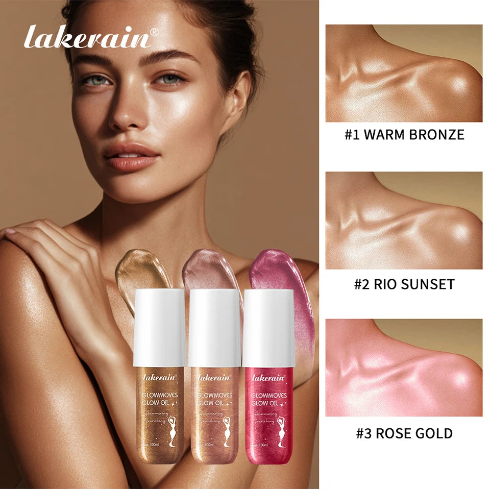 Glowmotions Glow Body Oil 100ml Hydrating Softening Brazilian Shimmer Bronze Non-Greasy Non-Sticky Formula for Beachside Party