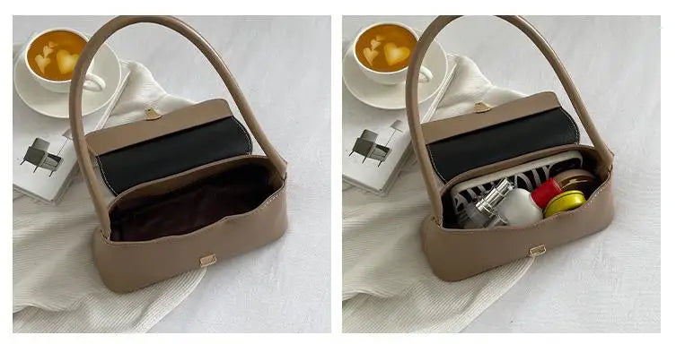 Women's Shoulder Bag Handbag Retro Underarm Bag Fashion Simple Solid Color New Hand Shoulder Bag