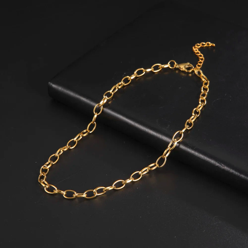 My Shape Paperclip Chain Stainless Steel Choker Necklaces for Men Women Link Oval Cable Chain Fashion Jewelry DIY Accessories