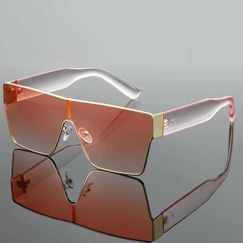 [Oversized Square Glasses] Men's & Women's Oversized Square Glasses - Large Metal Frame, -Tinted Lens,