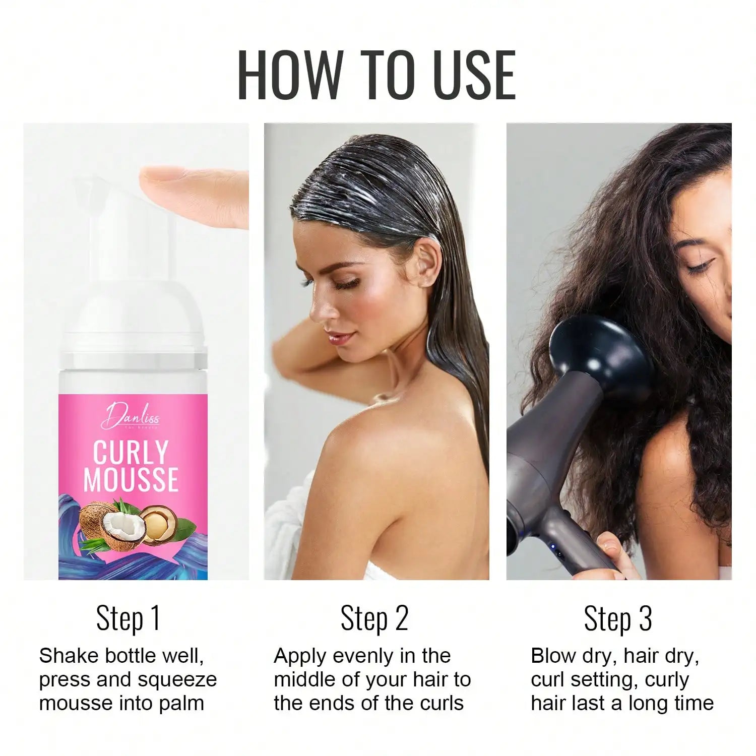 Moisturizing Curl Mousse- Creates Soft Curls, Shapes Curls & Controls Tangles,Deeply Moisturizes Hair,Hair Mousse for Curly Hair