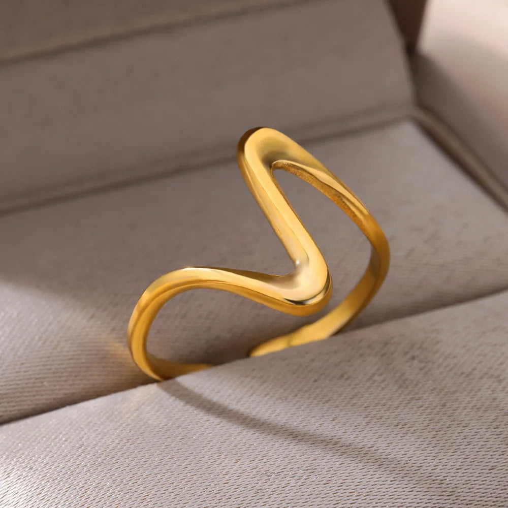 Stainless Steel Rings for Women Waterproof Open Gold Color Ring Wedding Couple Band Jewelry Gifts Free Shipping Items anillos