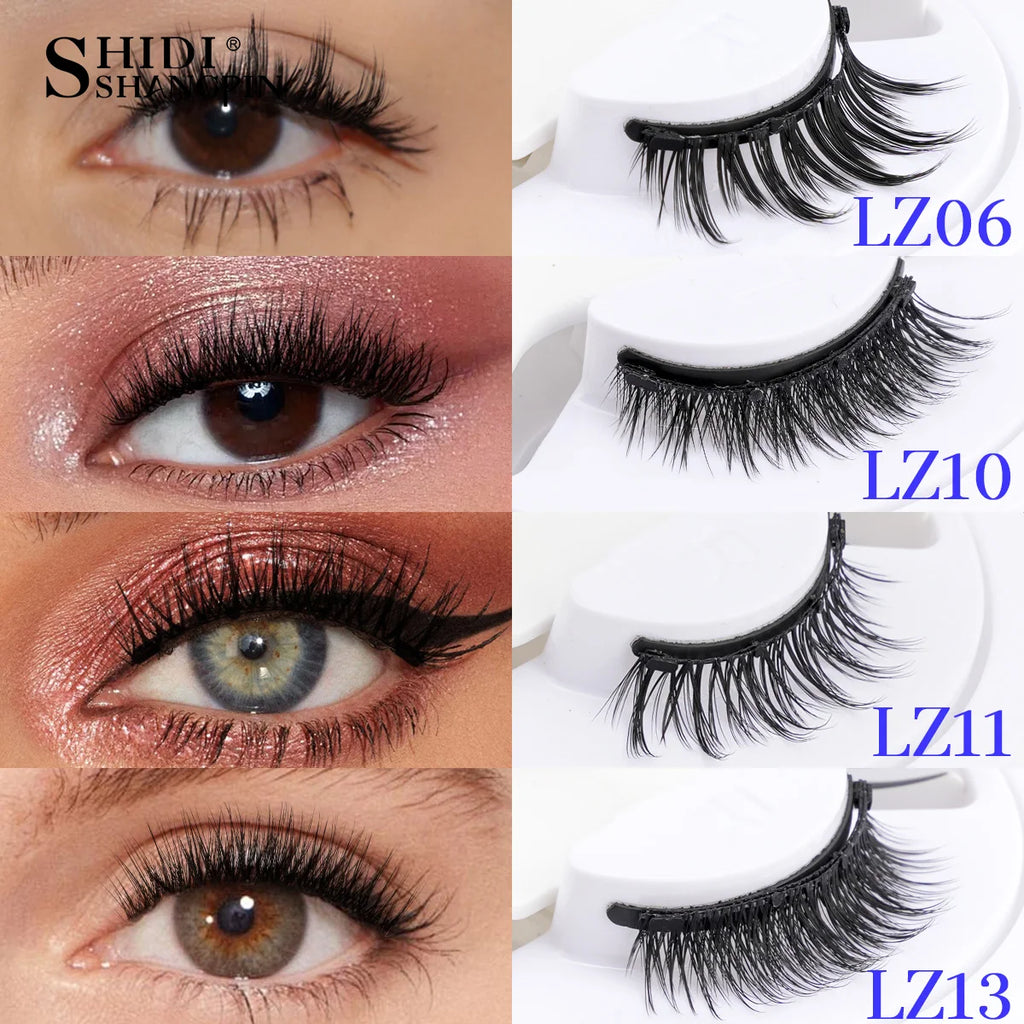 1 Pair Magnetic Lashes For Eye With Winged Ends Soft Reusable Magnetic Eyelashes Natural Look 3D False Lashes Makeup With Tool