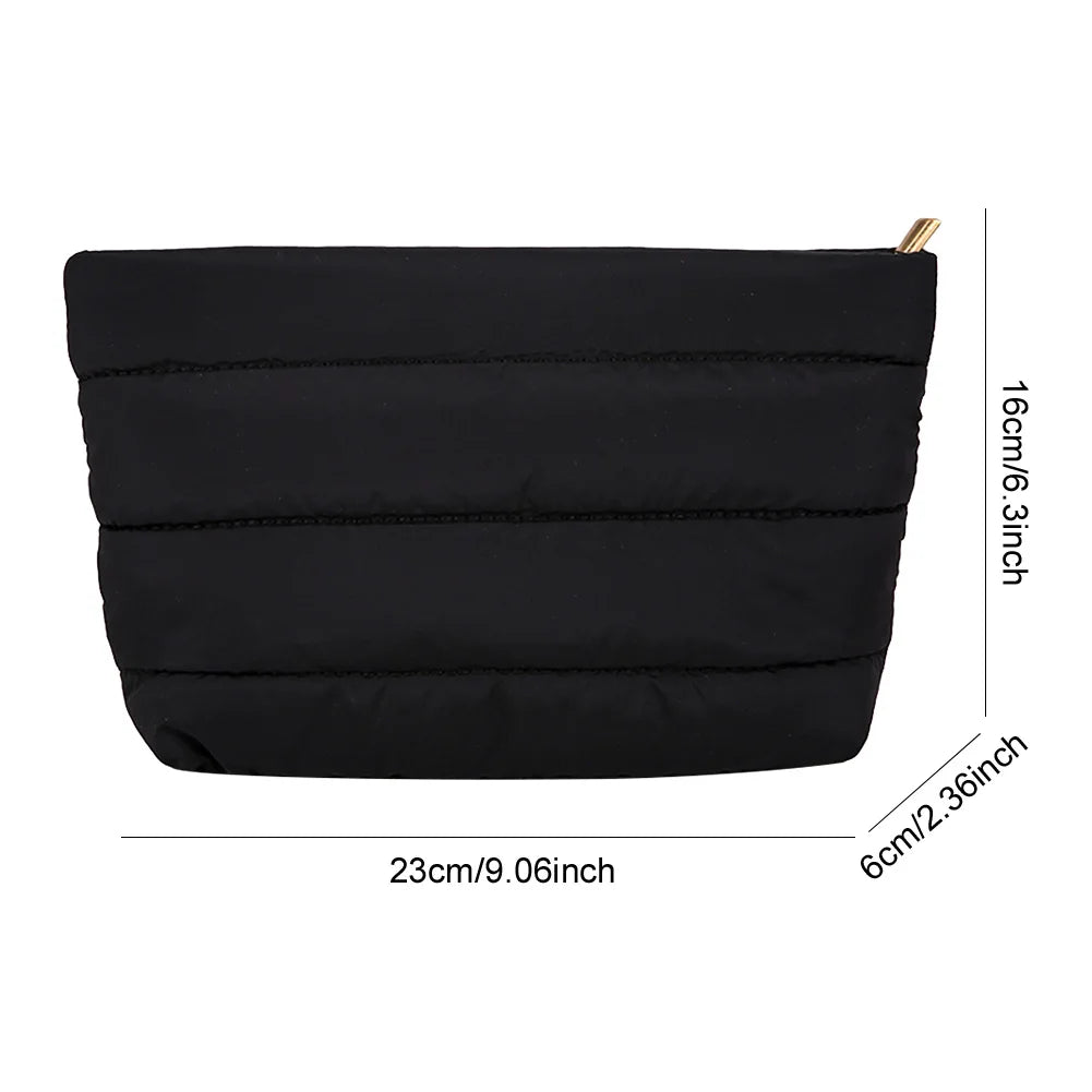Fashion Cosmetic Bag for Women Cute Puffer Makeup Clutch Solid Toiletry Organizer Pouch Storage Pouches for Organization