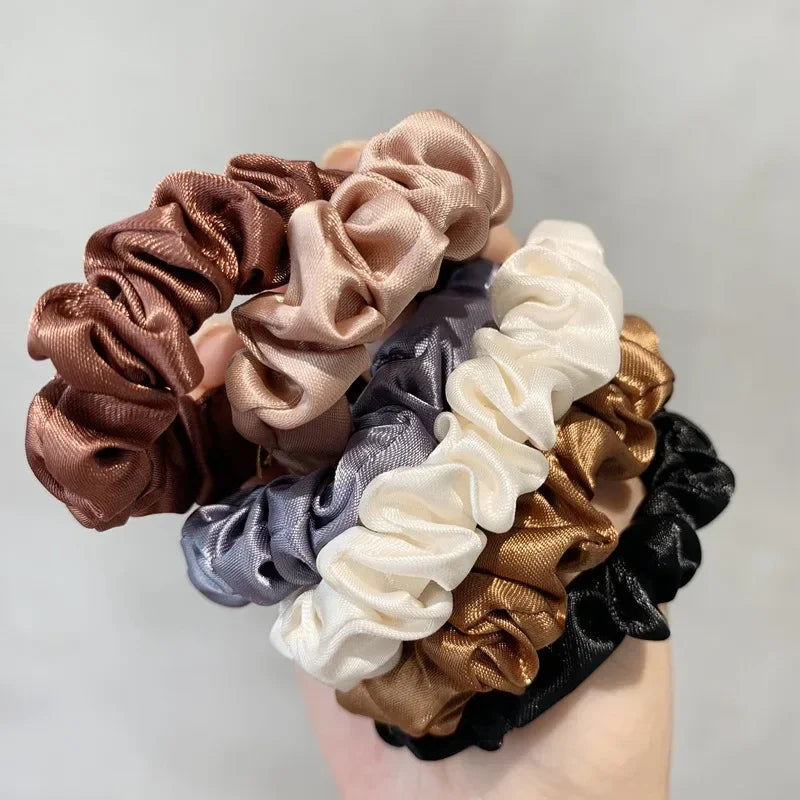6Pcs/Set Satin Silk Hair Scrunchies for Women Girls Trendy Elastic Silk Hair Ties Solid Color Hair Accessories