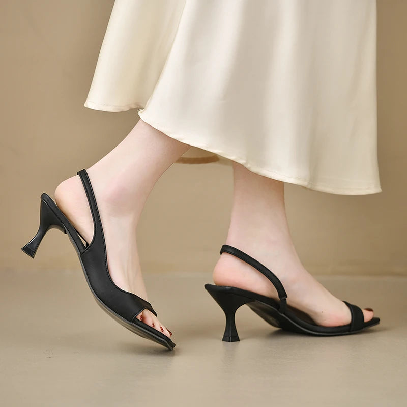 Women's Summer New Fashion Square Toe Simple Solid Color Sandals Outdoor Open Toe Casual Banquet Party Women's Sandals