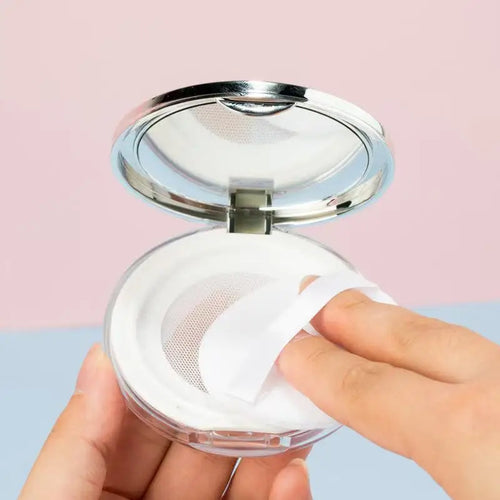 1 empty loose powder container with powder puff, plastic loose powder compact box, cosmetics, refillable powder puff box, loose