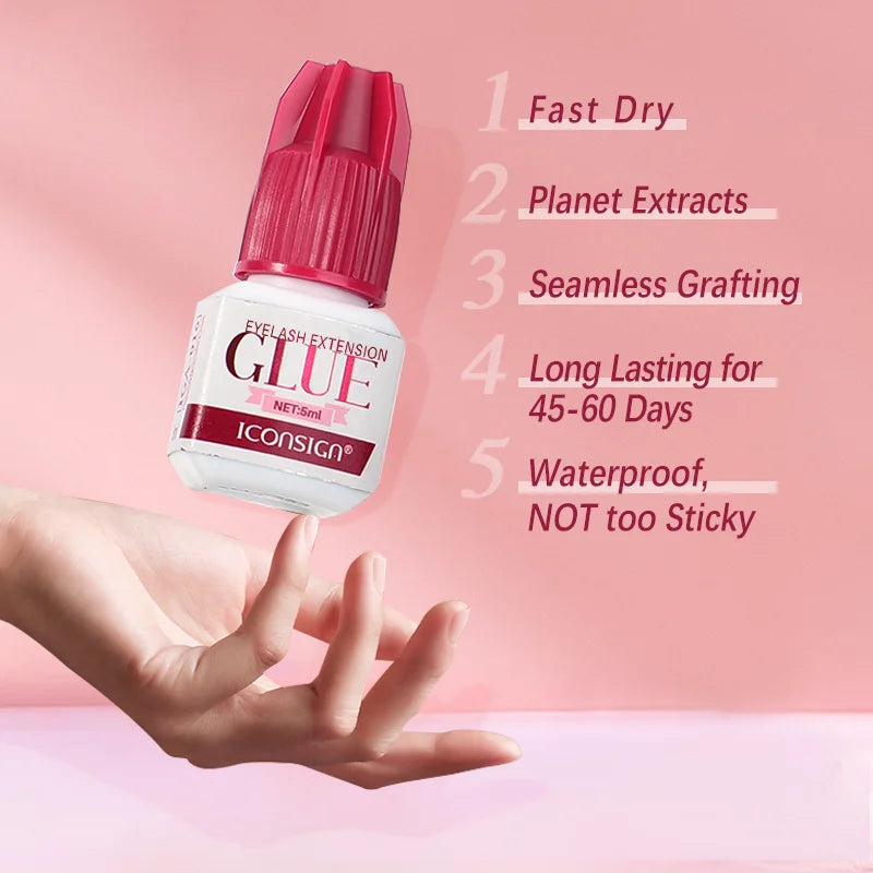 Lash Glue Low Smell 1-2 Seconds Quick Dry Glue For Eyelash Extension Long Lasting 40 to 60 Days Grafting Lashes Glue 5ml 10ml