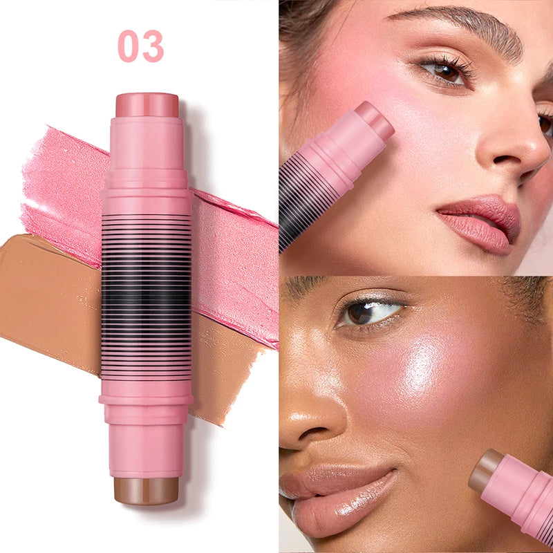 Blush and contour multi-purpose stick. Simplify your daily makeup routine. Each duo of powder blushes will enhance your look