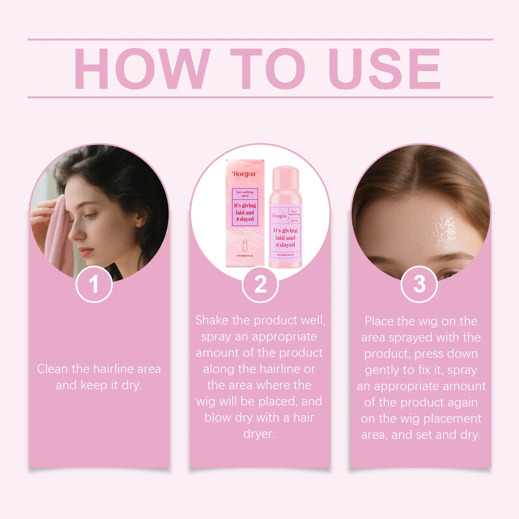 Wig Adhesive Spray Water-Resistant Easy To Use For Lace Front Wig Gentle Formula Easy Removal Strong Invisible Lace Glue Spray
