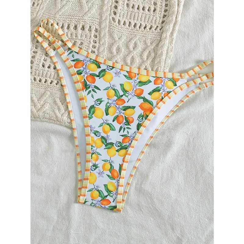 2026 Strappy String Bikinis Sexy Triangle Swimsuit Women Printed Swimwear Female Bathers Bathing Swimming Suit Beachwear Summer