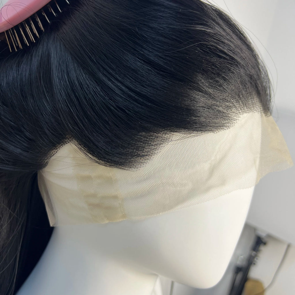 360 Lace Black Wig for Women 26inch Long Straight Hair Wigs High Quality 1B Black Synthetic Lace Wigs For Cosplay Daily Use