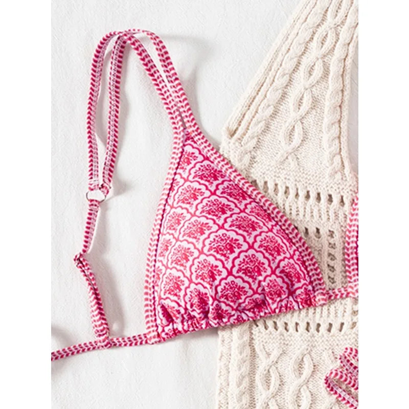 2026 Strappy String Bikinis Sexy Triangle Swimsuit Women Printed Swimwear Female Bathers Bathing Swimming Suit Beachwear Summer