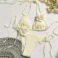Sexy 3D Flower Black Triangle Bikinis Set Micro Thong Swimsuits Women String Halter Bathing Suit Bikini Mujer Biquinis Swim